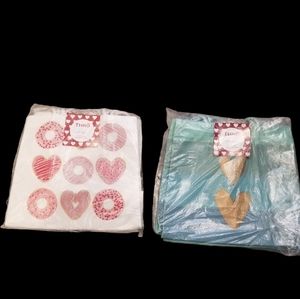 Lot of 4 Thro By Marlo Lorenz Tote Bags Blue/Gold Heart&Pink Donut Patterns